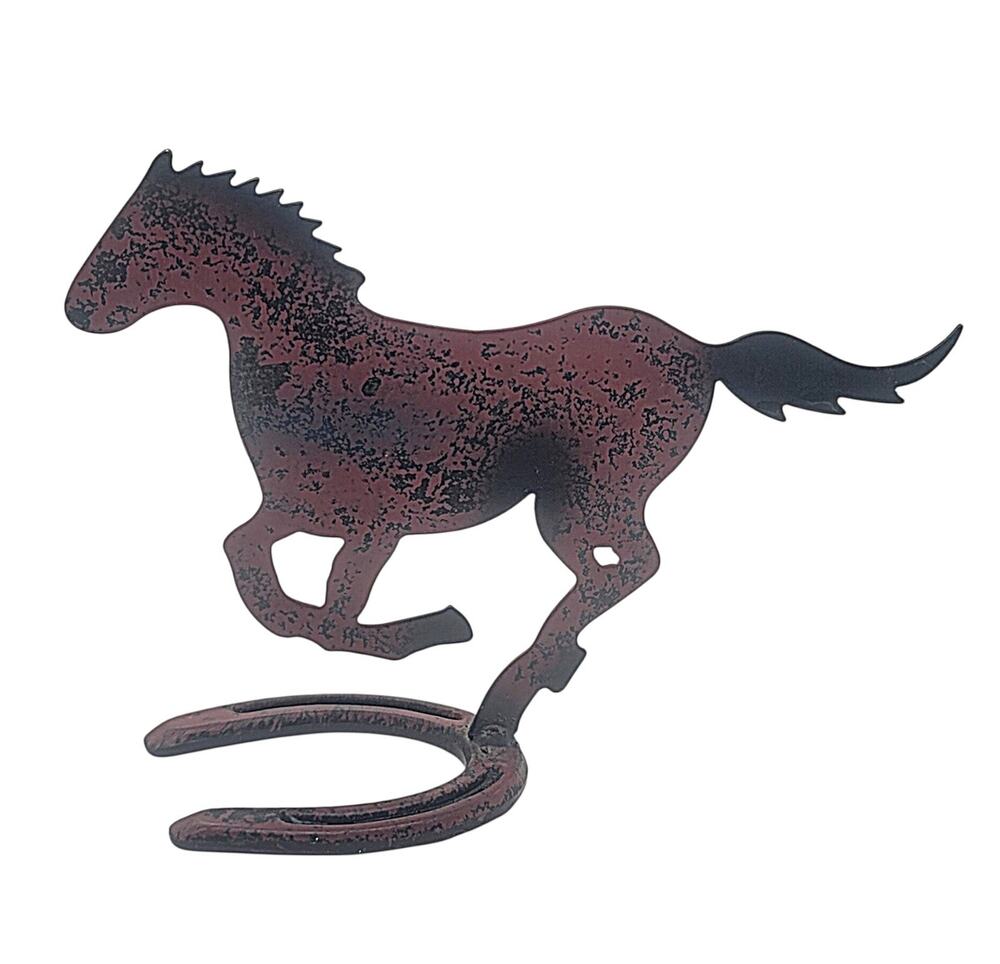 Vtg Diamond O Pony Metal Horse Silhouette Figure Horseshoe Stand 5" Tall x 9" L